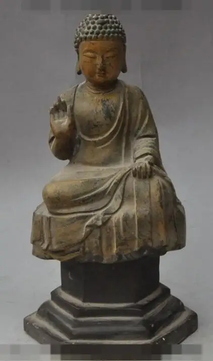 

S01692 10" tibet buddhism fane bronze sakyamuni Tathagata Amitabha buddha base statue (B0328)