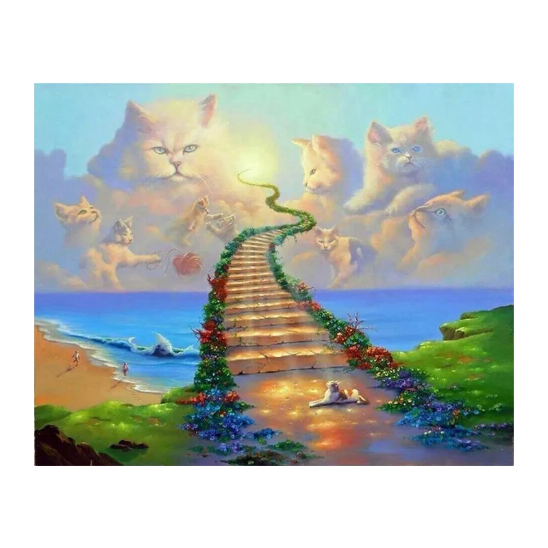 5D DIY Diamond embroidery All cats go to heaven full square diamond painting Cross Stitch Rhinestone mosaic decoration 