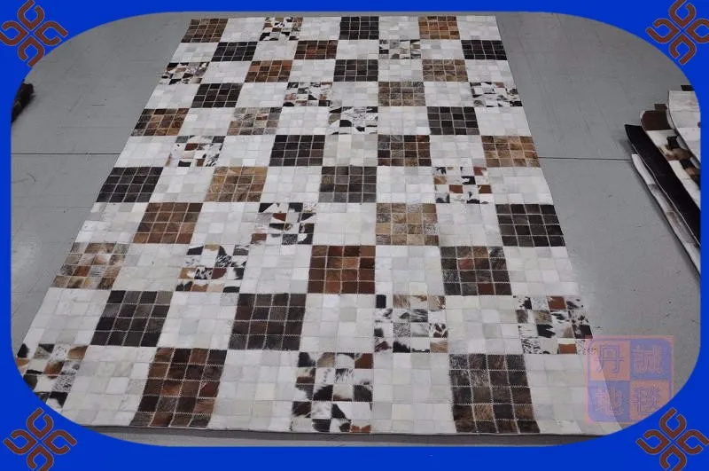 

Fashionable art carpet 100% natural genuine cowhide leather exhibition carpet