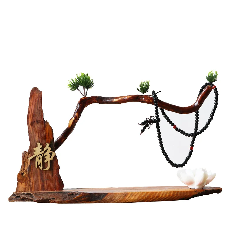 

Creative Chinese Zen Monk Weathered Wood Base with Lotus Stick Incense Holder Ornaments Decorations Living Room Home Furnishing