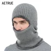 AETRUE Winter Hat Knitted Hat Men Women Mask Scarf Skullies Beanies Hats For Men Warm Balaclava Soft Fur Wool Bonnet Cap Hats ► Photo 2/6