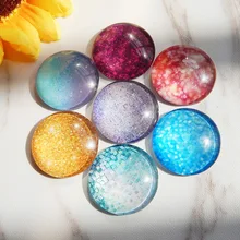 10 pçs/lote Rodada Dia. 8/10/12/14/16/18/20/25mm Cabochão De Vidro Brilhando Twinkle espaço Base de Bandeja de Jóias Cameo Apartamento de Volta Enfeites