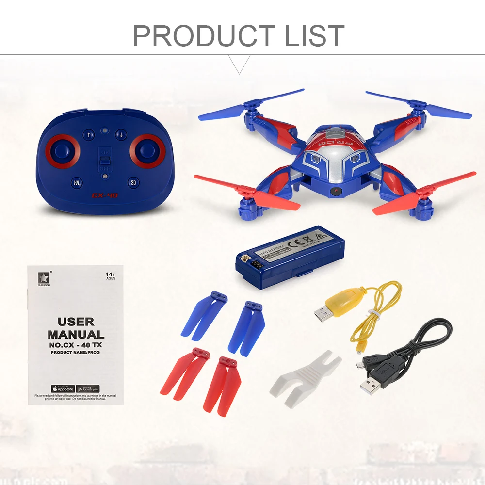 Cheerson CX 40 Радиоуправляемый квадрокоптер Дрон с камерой Wifi FPV складной лягушка