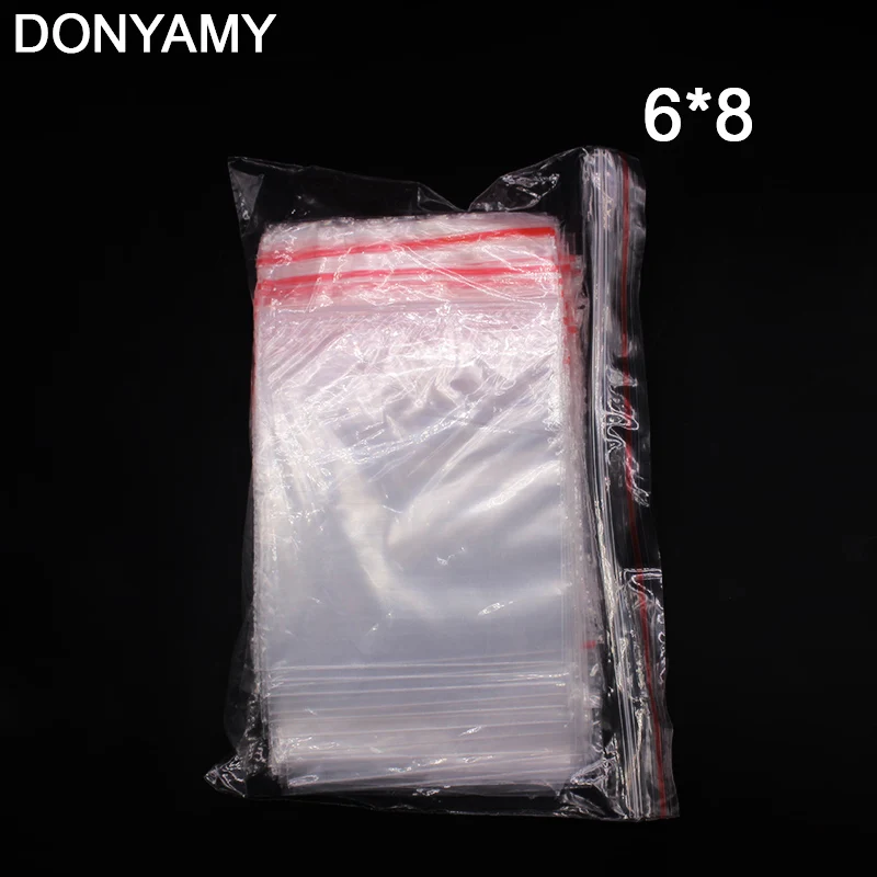 

6*8cm 100pcs Transparent Food Phone Card Valve Hermetic Bag Zip Lock Plastic Gift Packaging Bags For Necklace Packing
