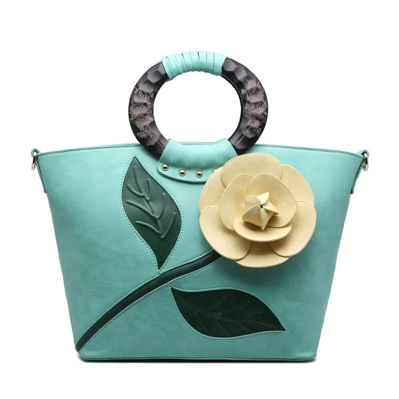 QIAOBAO Новая модная женская сумка с цветочным принтом, сумка через плечо, Женская милая сумка на плечо - Цвет: Light Blue