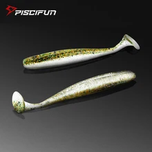 Piscifun 6 Stks/partij Zachte Lokken 90 Mm/4.5G Vis Vissen Lokken Shad Manual Silicone Bass T-Staart gemakkelijk Shiner Swimbait Visgerei