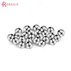 Perles rondes en laiton plaqué, 2MM-12MM 24K, couleur or argent véritable, perles d'espacement, bijoux à bricoler soi-même découvertes, vente en gros ► Photo 3/6