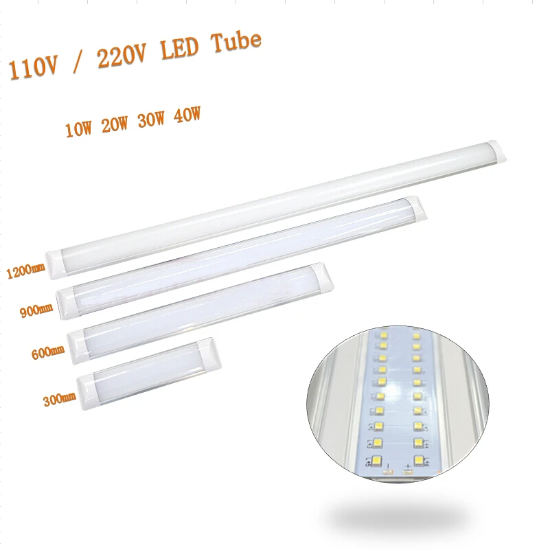 

20pc/lot LED Ceiling Lamp tube 0.3/0.6/0.9/1.2mm 10W20W30W40W AC110V220V Smd2835 Anti-dust Super Slim Indoor Decoration LED Tube