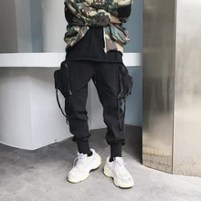 Новинка, Мужские штаны с большим карманом для хип-хопа, танцевальные повседневные штаны, мужские темно-черные штаны-шаровары для улицы, штаны для бега, спортивные штаны