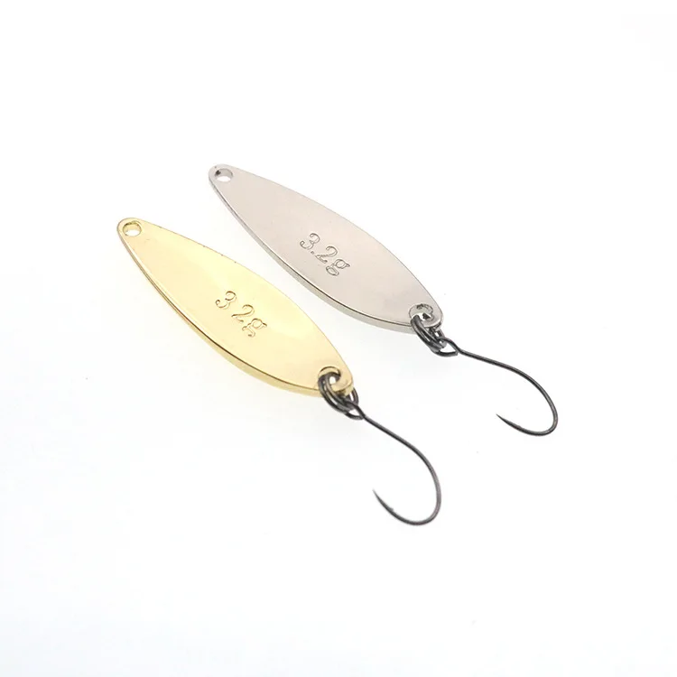 1Pcs Metal Spinner Spoon Fishing Lure Gold Silver Rotating Hard Baits For Trout Pike Peche Feather Treble Hook Tackle
