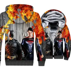 Супермен Бэтмен Куртки забавные 3D толстовки с капюшоном и принтом мужская повседневная шерстяная подкладка костюмы homme супергерой 2018