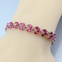 Свадебный розовый Красный Кристалл Листья 925 серебро разноцветные на цепочке браслет цепочка благородные женские ювелирные изделия Длина 17,5 см подарочная коробка SL110