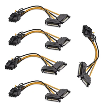 

1pc/5pcs Dual 15Pin SATA Male to PCIe 8Pin(6+2) Male Video Card Power Cable 18cm ND998