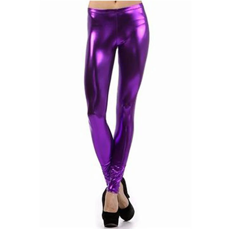 

Wetlook Faux Leather Women Leggings Slim Fitness Leggings High Elasticity Sexy Shiny Pants Leather Vinyl Low Waist Leggins
