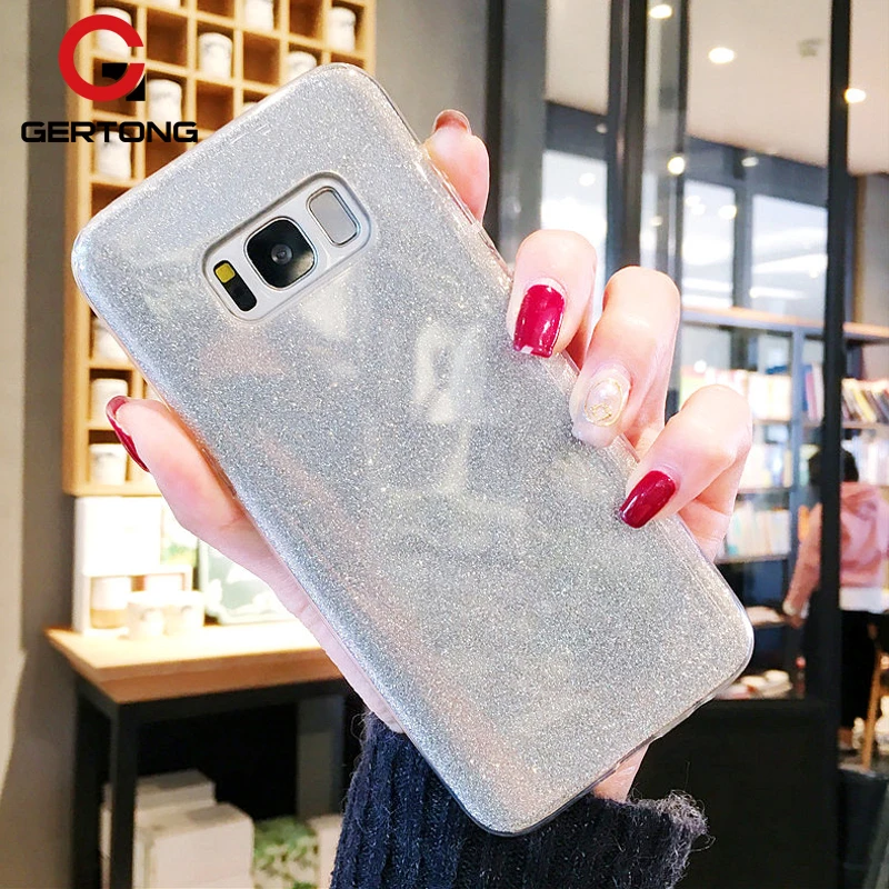 

GerTong 3 in 1 Glitter Bling Phone Case for Samsung Galaxy S8 S9 Plus Note 8 J3 J330 2017 EU Luxury Shining Back Cover Shell