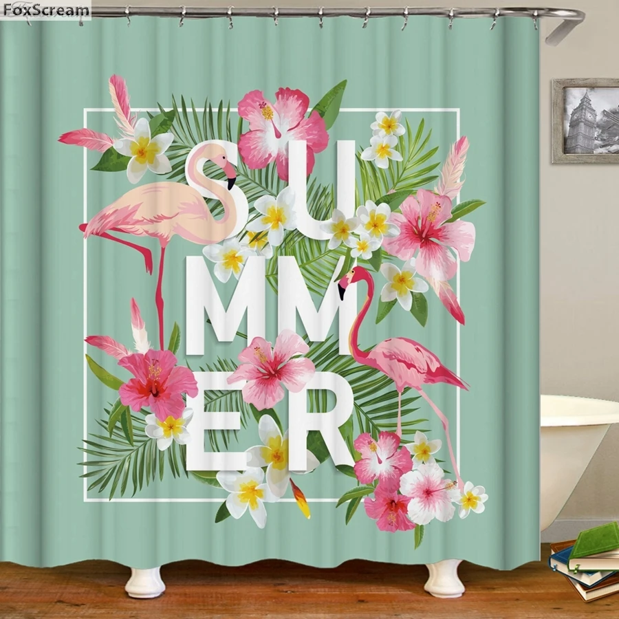 Flamingo Shower Curtains Bathroom Curtain Vintage Waterproof Bath cortinas de ba o tela | Дом и сад