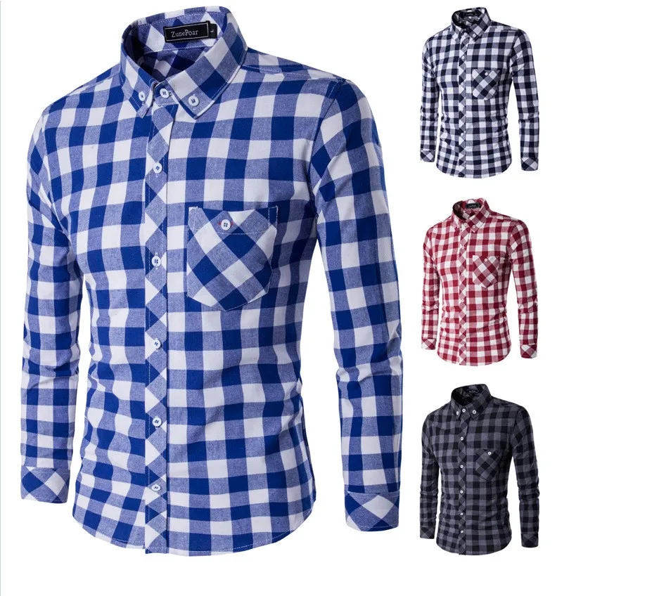 Brand New font b Men s b font Casual font b Shirt b font Social Plaid