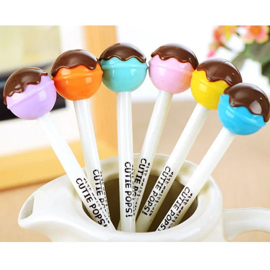 

60pcs kawaii gel ink pen cute chocolate lollipop pens for school students office supplies cute korean stationery black gel pen