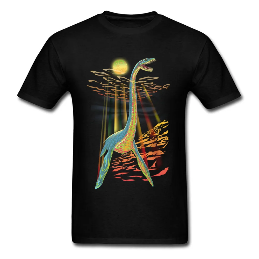 Loch Ness Plesiosaur Cotton Tops T Shirt for Men Printed T-shirts Slim Fit Coupons O-Neck T-shirts Short Sleeve Loch Ness Plesiosaur black