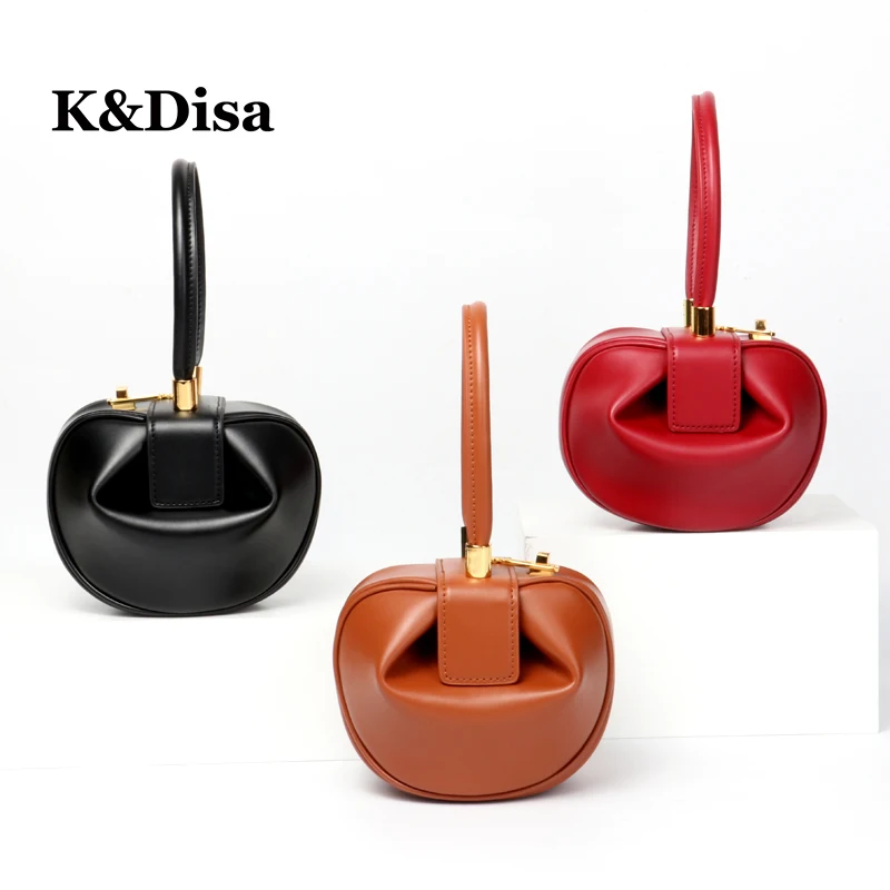 

2018 New Women Creativity Hobos Hand Bag High Fashion Female Genuine Leather Handbags Ladies Versatile Soft Solid Handle Bags