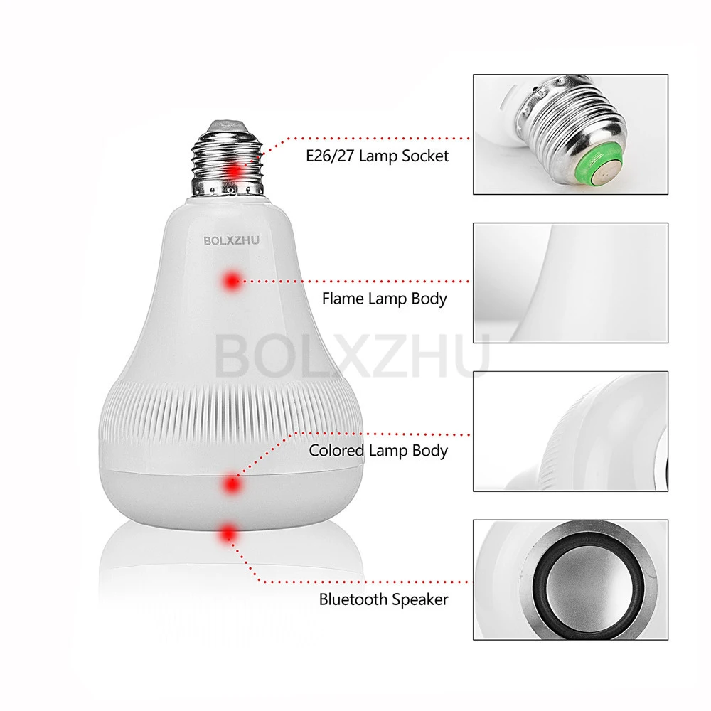 E27 Смарт RGB беспроводной Bluetooth динамик лампа Музыка Воспроизведение затемнения светодиодный RGB Музыка лампа светильник с 24 клавишами дистанционного управления