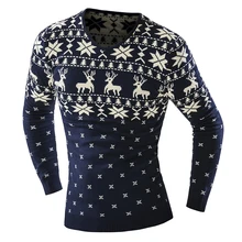 2017 Весна Осень Мужчин свитер Кардиган с deer Pattern мужчины Шеи V Slim Fit Трикотажные мужские Свитера Трикотаж kerst tr