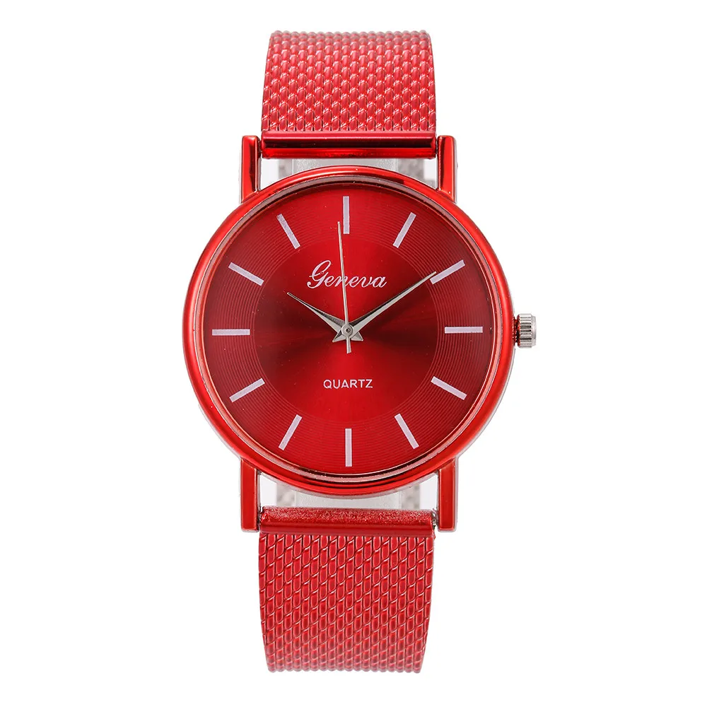 Style Fashion Quartz Watch Woman's High-end Blue Glass Life Waterproof Distinguished Clock relogio feminino Dropship#9850 - Цвет: Red