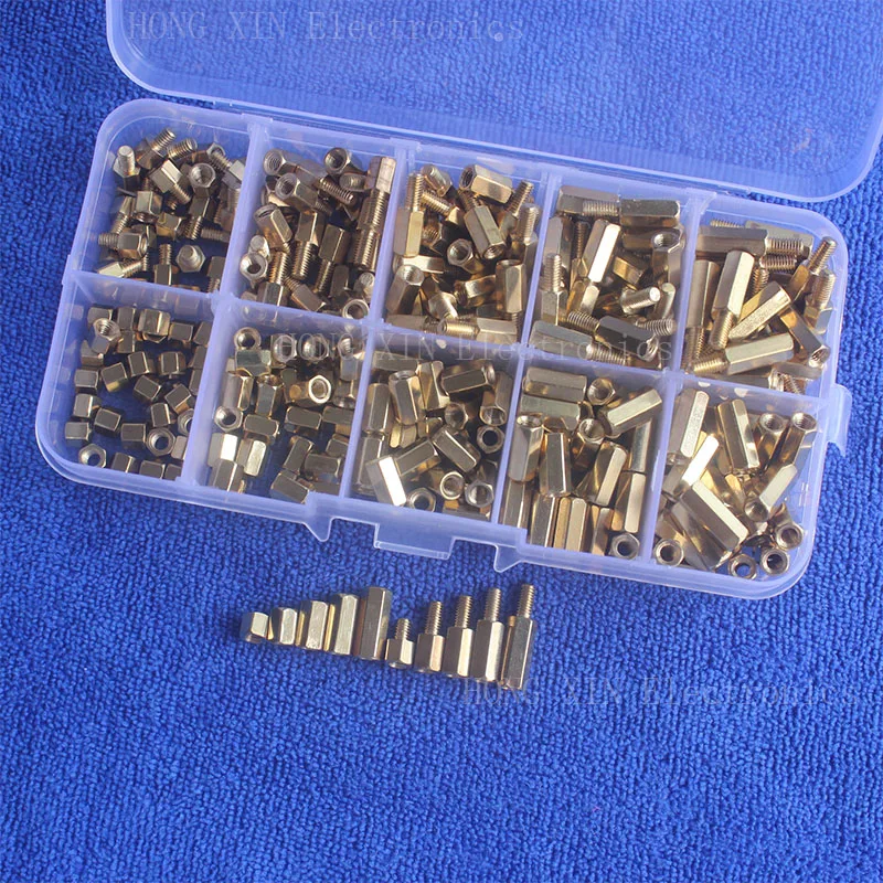 Skup 300 sztuk mosiężny dystans żółty M3 gwint Spacer 4 12mm i Mayitr wodoodporny mosiądz Hex Stand Off filary zestaw zestaw asortymentowy