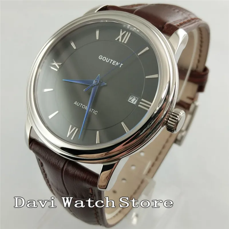 

40mm Black Dial Brown Leather Band Date Automatic Men's Watch 2832