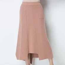 4 цвета Бренд кролик шерсть юбка смешанного стиля осень зима для женщин вязаная юбка ПР пригородных сплошной цвет Свободные Нерегулярные