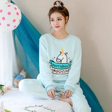 Повседневная фланелевая теплая Пижама; Комплект для женщин; сезон осень-зима; домашняя одежда с длинными рукавами; Пижама для девочек; пижамы для отдыха; домашняя одежда