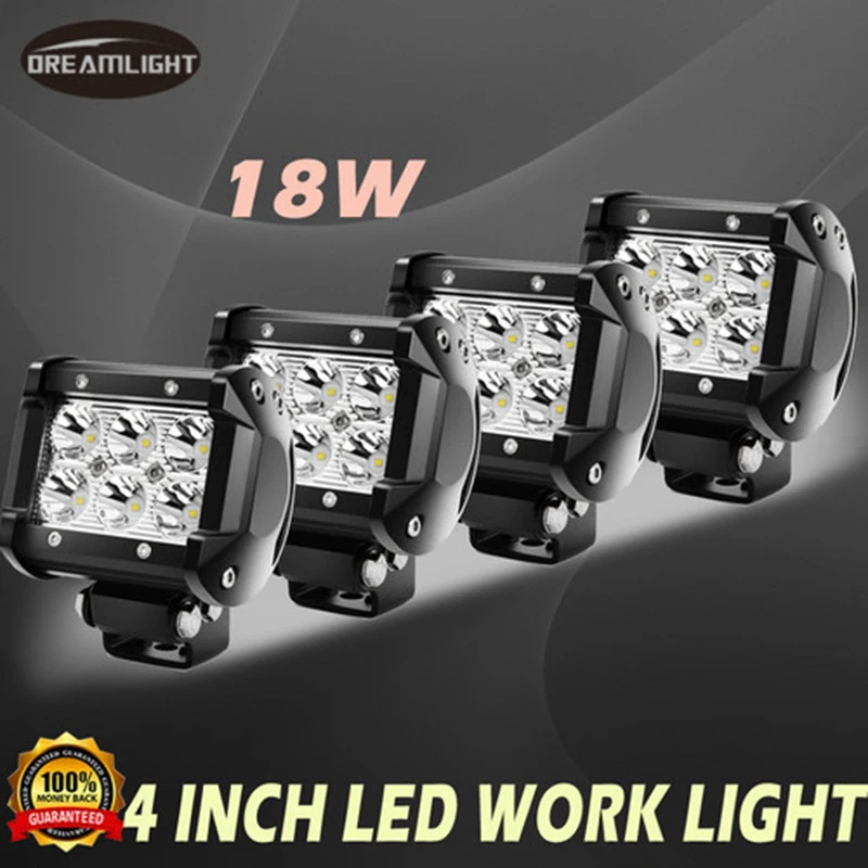 

4PCS 18W LED Work Light LED Bar Light for Motorcycle Tractor Boat Off Road 4WD 4x4 Truck SUV ATV Free Shipping Ship From Russia