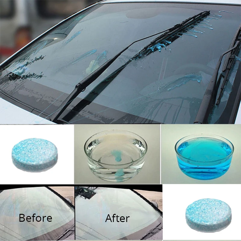 6Pcs/Lot Effective Car Solid Wiper Fine Windshield Window Cleaner Tablets Auto Glass Cleaner Screenwash Concentrate Sheet