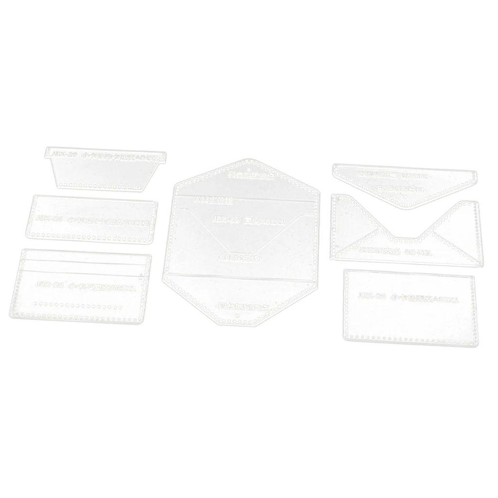 7Pcs Business Card Bag Purse Acrylic Leather Handbag Template Leathercraft Sewing Pattern DIY 