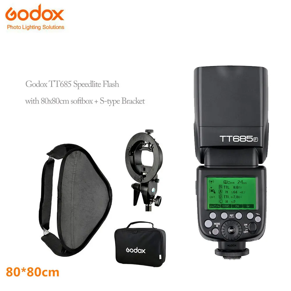 

Godox Thinklite tt685s TTL Speedlites Camera Flash+80x80cm Flash godox SoftBox Kit with S-Type Bracket Bowen Mount Holder