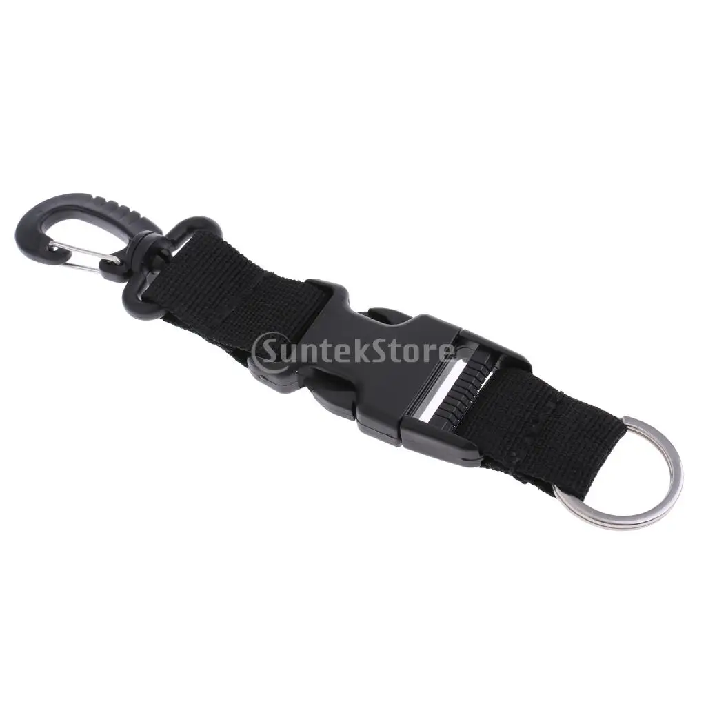 Underwater Scuba Diving Spearfishing Free Diving BCD Webbing Lanyard Holder Strap Quick Release Buckle & Swivel Clip