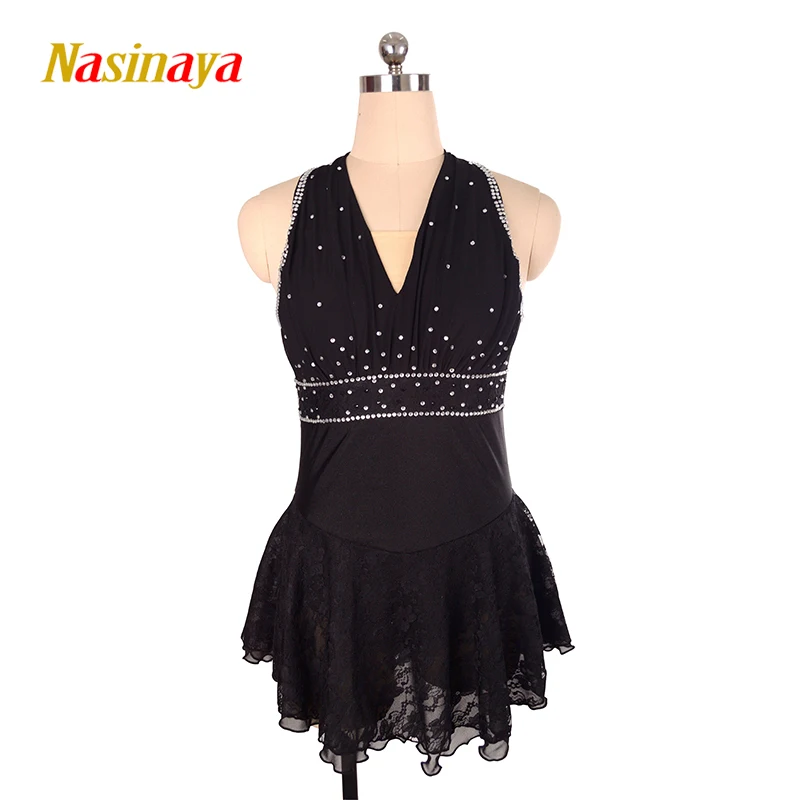 

Nasinaya Figure Skating Dress Ice Skating Skirt for Girl Women Kids Customized Competition Patinaje Performance black