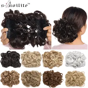 С-noilite 1 шт. синтетические волосы большой булочка шиньон два Пластик гребень клипы в шиньон синтетические парики Chignon cheveux волос - изображение