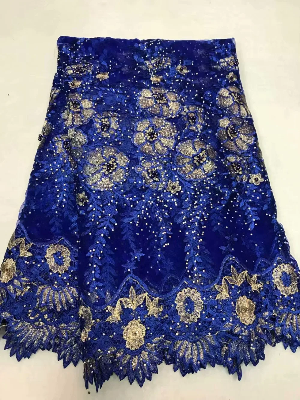 

African French Lace Fabric 2018 High Quality Net Lace Embroidery Fabric Nigerian Wedding Tulle Lace Fabric Royal Blue