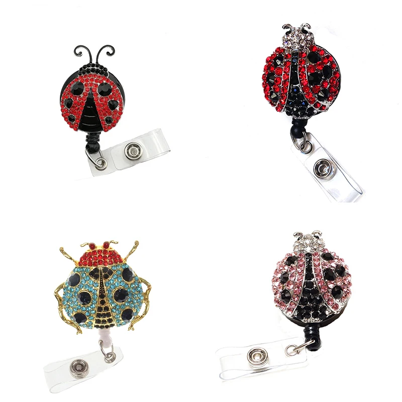 

10pcs/lot Mixed Styles Nurse Gift Sparkling Animal Ladybug Retractable Pull Reel/ID Badge Name Holder