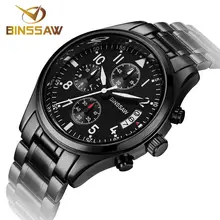 BINSSAW Novos Homens Militar Relógios Originais Esportes Luminosos relógio de Negócios de Moda de Luxo Em Aço Inoxidável Relógio de Quartzo Relogio masculino