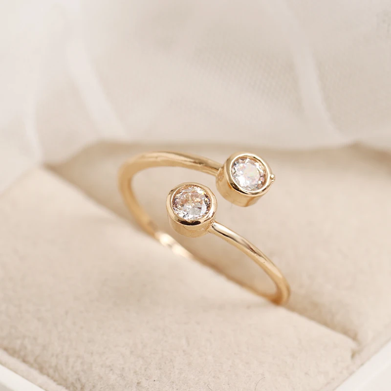 Double Crystal Woman Jewelry Fashion Simple Open Design Ring Personality Female Flower Rings Wedding Rings for Women