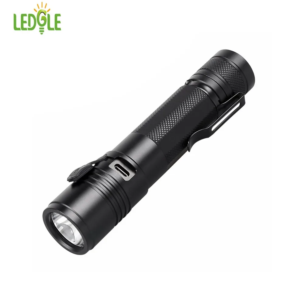 

LEDGLE Rechargeable Flashlights Super Bright LED Torch Zoomable Electric Torch with Lanyard and 5 Lighting Modes IP44 Waterproof