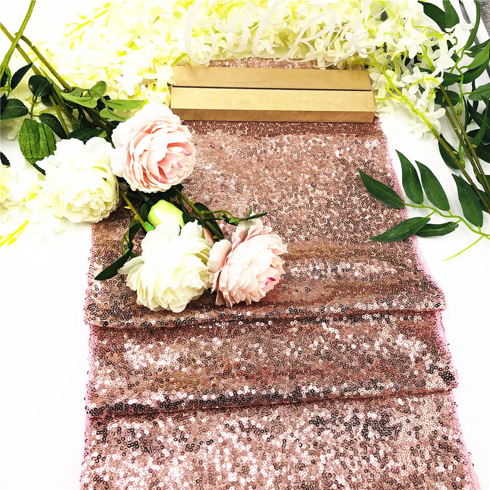 

30x180cm Rose Gold Tablecloth Sequin Table Runner Glitter Christmas Table Runner for Wedding Birthday Party Decorations