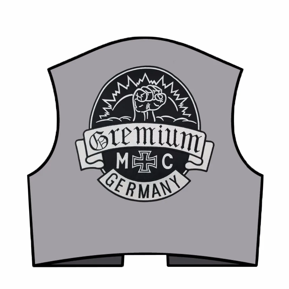 GREMIUM Germany Embroidered Patches Full Back Size Patch for Jacket Iron On Clothing Biker Vest Rocker Patch (2)