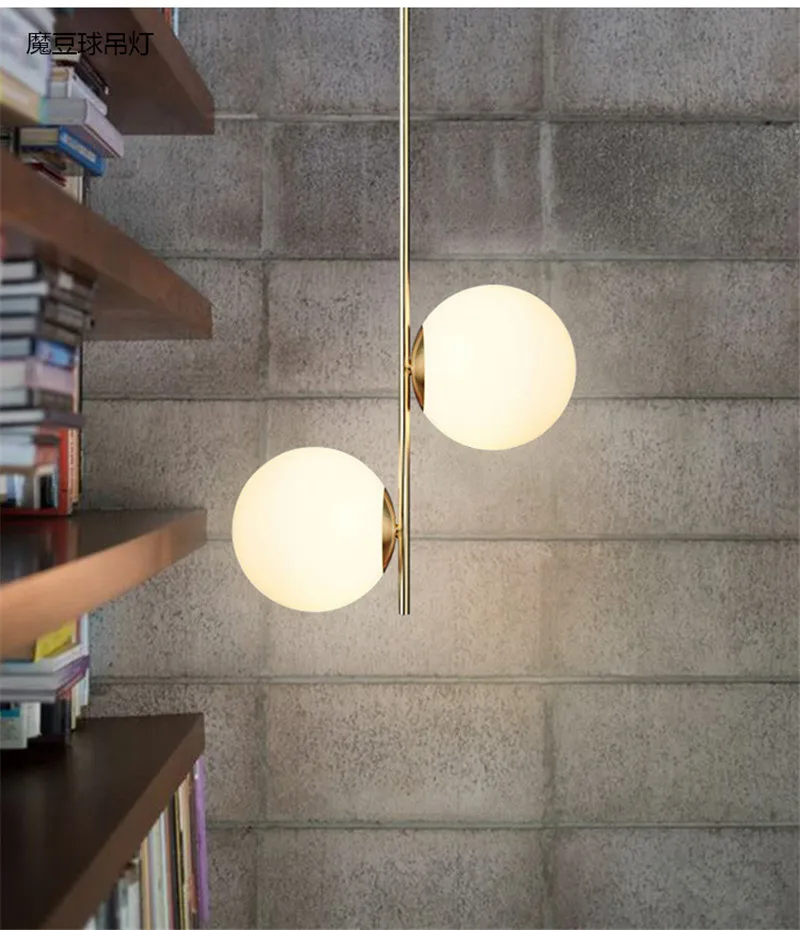 Pingente de Luz Decoração para Casa Moderno Bola Vidro Pendurado Lâmpadas Nordic Sala Estar Quarto Pingente Cozinha Luminárias Loft Luminária Led 2 pendurado lâmpadas nordic sala estar quarto pingente
