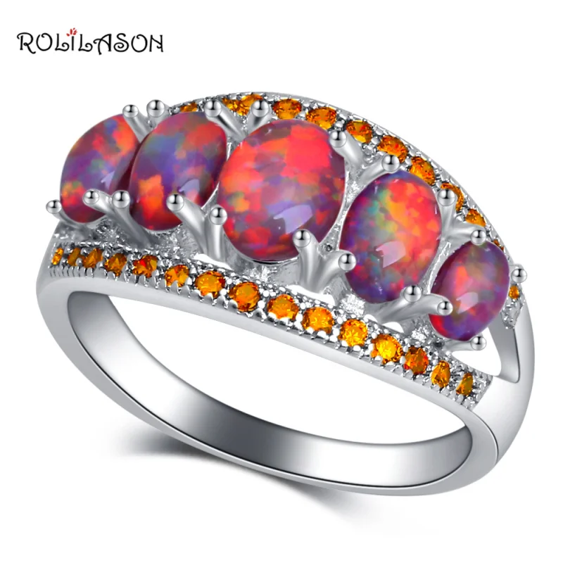 Rolilason подарок на день рождения Orange огненный опал Crystal Модные украшения для Для