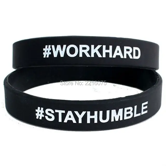 300pcs Black White Work Hard Stay Humble Silicone Wristband Rubber 300pcs Black White Work Hard Stay Humble Silicone Wristband Rubber Bracelets Free Shipping By Dhl Express
