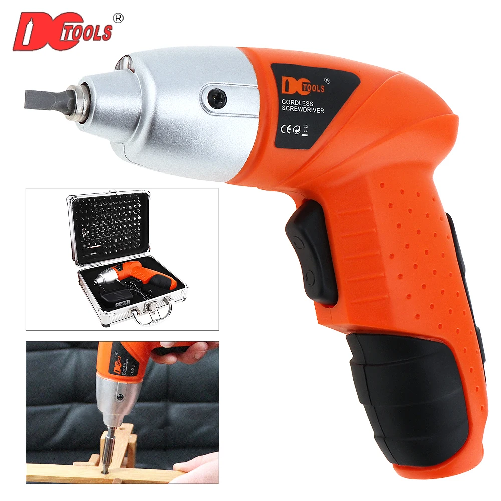 

DCTOOLS 4.8V Cordless Electric Screwdriver 100 Driver Bits Set with 220V EU Adapter Tool Box Case for Tightening Loosening Screw