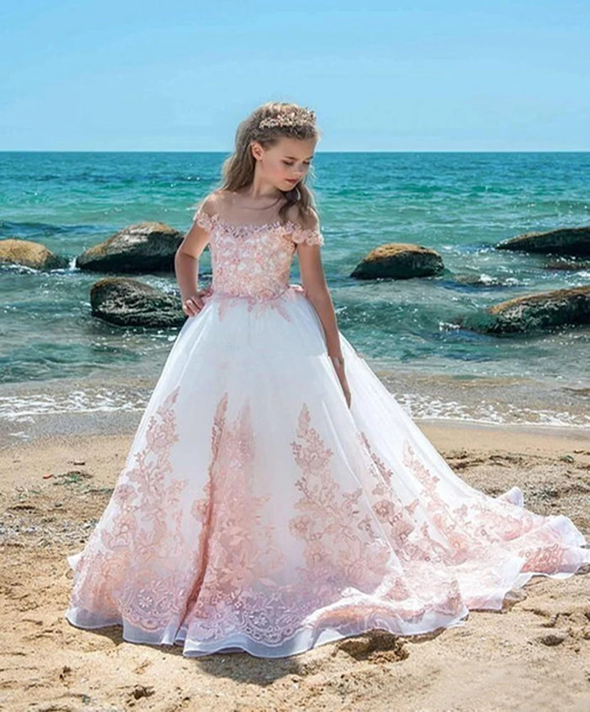 Pink Flower Girl Dresses Beach